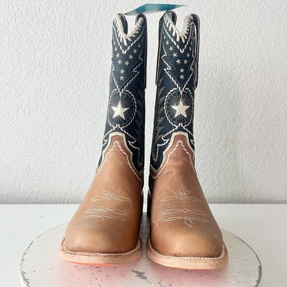 Lane RODEO HOUSTON Mens Cowboy Boots Size 11 Brown Leather Western Blunt Toe - Picture 5 of 12